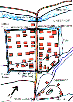 Grundri der Stadt Balve im 17. Jahrhundert 